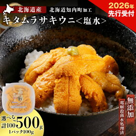 【ふるさと納税】うに 2026年発送予約 ☆北海道産☆塩水キタムラサキウニ 選べる1パック〜5パック 1パック100g 【マルタカ高橋商店】知内町 ふるさと納税 北海道ふるさと納税 ウニ 北海道 ウニ うに 雲丹 むらさきうに 塩水 塩水ウニ