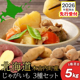 【ふるさと納税】【2026年10月発送！】【秋山農園】北海道産 じゃがいも混合5kg（・レッドムーン ・きたあかり ・メークイン）ジャガイモ 野菜 詰め合わせ セット 北海道ふるさと納税 木古内町 ふるさと納税 北海道