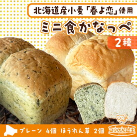 【ふるさと納税】北海道 ミニ食かなっぺ 2種 セット プレーン 4個 ほうれん草 2個 北海道産 小麦 春よ恋 食パン パン トースト カナッペ 手作り 自家製 焼きたて 酵母 ベーカリー 朝食 手軽 冷凍 お取り寄せ 人気 自家用 ギフト 送料無料 木古内 木古内町