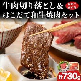 【ふるさと納税】牛肉 切り落とし ＆ 焼肉 はこだて和牛 計730g 和牛 あか牛 北海道 焼き肉 焼肉セット 赤牛 牛 肉 お肉 バラ バーベキュー 北海道ふるさと納税 木古内町 ふるさと納税 北海道