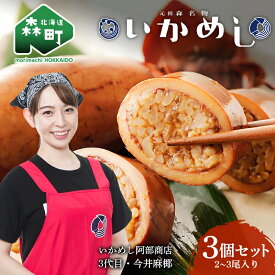 【ふるさと納税】テレビで紹介されました！いかめし(2~3尾入り)×3個セット 元祖森名物 いかめし レトルト ＜阿部商店＞ 常温 烏賊めし 駅弁 烏賊 もち米 簡単調理 惣菜 おかず ご飯 北海道 激レアさん mr1-0222