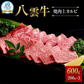 【ふるさと納税】【北海道情報雑誌で紹介！】八雲牛 焼肉上カルビ 総重量600g (200g×3パック) 【 肉 お肉 にく 牛 牛肉 上カルビ 焼き肉 焼肉 600g 200g×3パック 食品 グルメ お取り寄せ お取り寄せグルメ 人気 おすすめ 八雲町 北海道 】