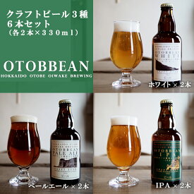 【ふるさと納税】 ＜OTOBBEAN-オトビアン-　6本セット（3種類×各2本）＞クラフトビール 330ml 北海道 道産 ご当地 ビール IPA ペールエール ホワイトエール セット 瓶ビール 飲み比べ お酒 宅飲み 晩酌