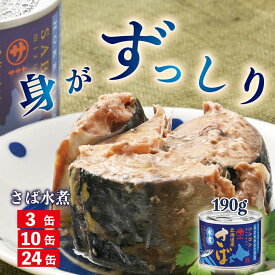 【ふるさと納税】＜笹谷商店さば水煮 3缶 10缶 24缶＞さば缶 サバ缶 190g 北海道 国産 北海道産 道産 釧之助のさば缶 水煮 鯖缶 缶詰 缶詰め 魚介 魚介類 海産物 非常食 常温 保存食 長期保存 長期保管 備蓄 防災 災害 食料 キャンプ BBQ 健康 美容 キャンプ飯