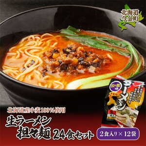 【ふるさと納税】【北海道産小麦100%使用】生ラーメン(坦々麺味)24食セット(12袋) F21W-376