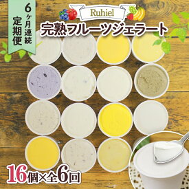 【ふるさと納税】 定期便 6ヶ月連続 全6回 北海道 Ruhiel 完熟フルーツジェラート 16個 ジェラート 旬 フルーツ 季節 ランダム 果物 アイス ミルク 牛乳 冷菓 自家製 スイーツ 手作り デザート 人気 グルメ お取り寄せ ギフト プレゼント ルヒエル 送料無料 倶知安町
