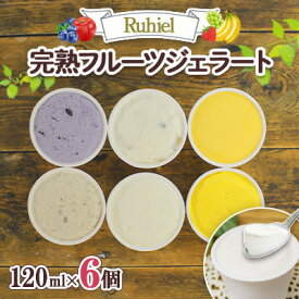 【ふるさと納税】北海道 Ruhiel 完熟フルーツジェラート 120ml 6個セット アイス 詰め合わせフルーツ 果物 牛乳 自家製 スイーツ ジェラート パーティー お取り寄せ ギフト デザート ルヒエル 倶知安町　【お菓子・ジェラート】