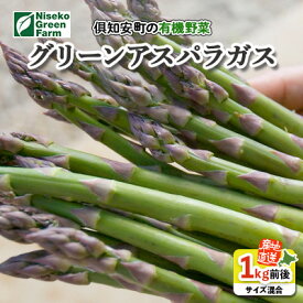 【ふるさと納税】【2026年発送】北海道産 アスパラガス 有機 グリーンアスパラ 1kg前後 サイズ混合 オーガニック アスパラ 旬 朝採り 新鮮 お取り寄せ 産地直送 産直 野菜 農作物　お届け：2026年5月中旬～6月下旬まで
