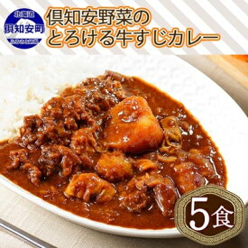 【ふるさと納税】先行受付【2024年5月以降順次出荷】倶知安 牛すじカレー 北海道 計5個 中辛 レトルト食品 加工品 牛すじ 牛肉 野菜 じゃがいも お取り寄せ グルメ スパイシー スパイス 【お肉・牛肉・加工食品】　【倶知安町】