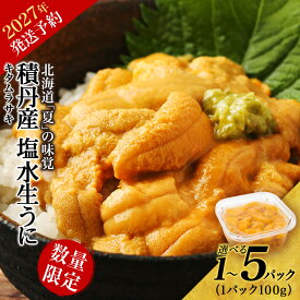 【ふるさと納税】≪2027年夏発送分≫ 数量限定！積丹産 塩水生うに 選べる1パック〜5パック 1パック100g【三上商店】北海道ふるさと納税 積丹町 むらさきうに 塩水 ムラサキウニ 生うに 北海道 うに 雲丹 通販 ギフト 2027年