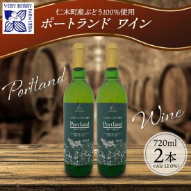 【ふるさと納税】ポートランド ブドウ ワイン 720ml 2本 セット 葡萄 ぶどう 果実 果実酒 お酒 アルコール 白ワイン 辛口 お取り寄せ ギフト gift ボトル 紙箱 御中元 お中元 自然農園 北海道 仁木町　【 果実酒 】