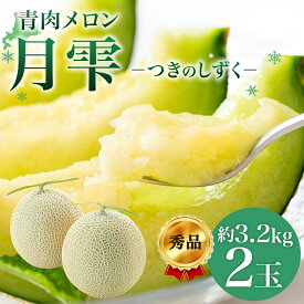 【ふるさと納税】【2026年夏発送】北海道 青肉メロン 月雫 秀品 2玉 約1.6kg 計約3.2kg以上 令和8年 メロン 果物 フルーツ 旬 季節 希少 甘い 豊潤 国産 北海道産 デザート ご褒美 産地直送 ギフト お祝い 贈答品 贈り物 お取寄 送料無料 　お届け：7月初旬～7月下旬