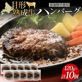 【ふるさと納税】月形熟成牛 ハンバーグ 120g 10個 計 1200g 1.2kg 北海道フード株式会社 無添加 熟成肉 冷凍 ギフト 詰め合わせ 和牛 赤身 牛肉 お弁当 ランチ 昼食 夕食 おかず 惣菜 バーベキュー 焼肉 キャンプ アウトドア 送料無料 北海道 【 月形町 】