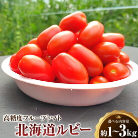 【ふるさと納税】＜選べる内容量＞ミニトマト「北海道ルビー」 約1kg（6パック）・約2kg（バラ）・約3kg（バラ） 5000円 〜 15000円 5千円 〜 1万5000円 とまと 高糖度 フルーツトマト 野菜 冷蔵 北海道産 国産 北海道 浦臼町 送料無料 【2025年11月下旬迄発送】