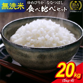 【ふるさと納税】うりゅう米 食べ比べ 満足 セット 無洗米 ゆめぴりか 10kg（5kg×2袋）・ ななつぼし 10kg（5kg×2袋）ブランド 米 ごはん おにぎり お弁当 あっさりとした食感 バランスが良い つや ふっくら 和食 粘り ほどよい甘み お取り寄せ 北海道 雨竜町 送料無料