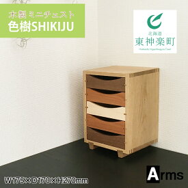 【ふるさと納税】 木製ミニチェスト ■ 工房 アームズ ■　色樹　5段（ナラ）収納 引き出し 家具 ボックス チェスト インテリア 家具 東神楽町 ふるさと納税 北海道