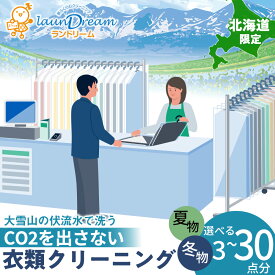 【ふるさと納税】大雪山の伏流水で洗う CO2を出さない衣類クリーニング【店舗持込み引渡し】 夏衣類・冬衣類選べる3点セット～30点分セットサービス クリーニング 洗濯 ご利用券 チケット ランドリーム ふるさと納税 北海道 東神楽