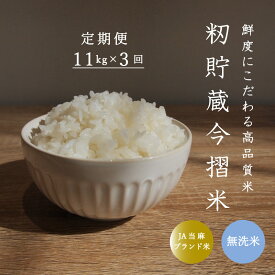 【ふるさと納税】※令和6年産先行予約※≪定期便3ヶ月≫ 無洗米 11kg×3回 計 33kg むせんまい 定期 ブランド米 籾貯蔵今摺米 きたくりん 北海道米 北海道 当麻町 10kg 以上 30kg 以上 米 定期便 定期 送料無料