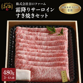 【ふるさと納税】ふらの和牛【霜降りサーロイン】すき焼きセット480g（3～4人用）≪梅≫　【お肉・牛肉・すき焼き・サーロイン・すき焼きセット】