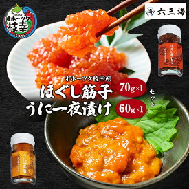 【ふるさと納税】オホーツク枝幸産 ほぐしすじこ70g・うに一夜漬け60g セット（各1瓶） 【 すじこ 筋子 ウニ うに 雲丹 海鮮 魚卵 冷凍 北海道 オホーツク 枝幸 】