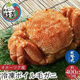 【ふるさと納税】オホーツク産 北隆丸 冷凍ボイル 毛ガニ 約400g×3尾【 カニ かに 蟹 毛ガニ 毛蟹 冷凍 魚貝 魚介 海鮮 北海道 オホーツク 枝幸 】