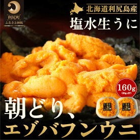 【ふるさと納税】北海道 利尻 島産「朝どり」生うに塩水パック80g×2パック（蝦夷 バフンウニ）［2024年6月発送開始先行受付] ウニ 塩水ウニ　【雲丹】　お届け：2024年6月下旬～8月下旬頃まで ※配送期間内での順次出荷商品になります。お届け日は指定できません。