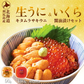 【ふるさと納税】【2026年発送受付】利尻島産 生うに90g+いくら醤油漬け 180gセット【2026年6月上旬 順次出荷】｜北海道 朝獲れ 塩水 ウニ 無添加 ミョウバン不使用 生 うに 雲丹 国産 天然 利尻 キタ ムラサキ [1110008]