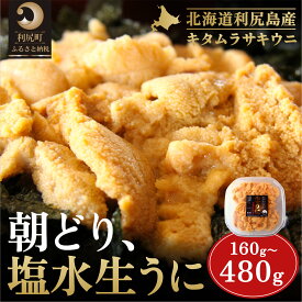 【ふるさと納税】【2026年発送受付】利尻島産「朝どり」塩水生うに 選べる160g～480g(1パック80g) 天然キタムラサキウニ【6～8月発送分】｜北海道 朝獲れ 天然 塩水 無添加 ミョウバン不使用