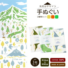 【ふるさと納税】☆利尻山デザイン☆手ぬぐい（オレンジ・グリーン・黄色）合計3枚北海道ふるさと納税 利尻富士町 ふるさと納税 北海道 利尻山 手ぬぐい