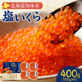 【ふるさと納税】【先行受付】【北海道知床産】鮭いくら塩漬け(塩いくら)　 400g_ いくら 北海道 鮭 鮭いくら イクラ 北海道産 さけ サケ 塩 塩漬け 塩いくら 400g 100g×4 小分け 海鮮 魚卵 ご飯のお供 海鮮丼 【配送不可地域：離島・沖縄県】