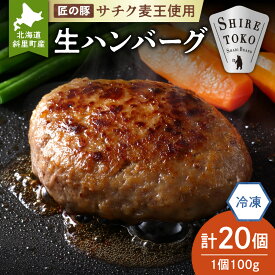 【ふるさと納税】北海道産豚肉 冷凍 生ハンバーグ 20個 知床斜里産「サチク麦王」使用 (加熱用) ポークハンバーグ 国産 冷凍 ギフト こだわり ブランド豚 麦豚 北海道 斜里町【配送不可地域：離島・沖縄県】