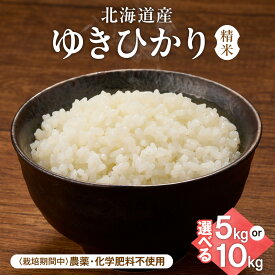 【ふるさと納税】【北海道産】ゆきひかり 【選べる容量】5kg 10kg 〈栽培期間中農薬・化学肥料不使用〉 精米 お米 おこめ ごはん 白米 北海道米 人気 ブランド米 北海道 斜里町