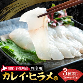 【ふるさと納税】【知床・斜里町】 カレイ・ヒラメ類 刺身3～5パック 鮮魚が自慢のスーパー「みたに」 新鮮 北海道産 海鮮 真空パック 冷凍 下処理済み 解凍するだけ 小分け オホーツク海 北海道 斜里町