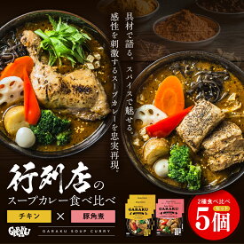 【ふるさと納税】【北海道で大行列のできる人気スープカレー店】GARAKU札幌スープカレー2種食べ比べ5個セット チキン(300g×3個) 豚角煮(358g×2個) ( ふるさと納税 スープカレー チキンレッグ 豚角煮 本格スパイスカレー レトルトカレー レトルト 北海道 遠軽町) en01-00034