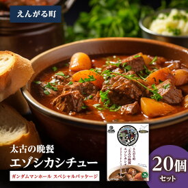 【ふるさと納税】えんがる町「太古の晩餐」エゾシカシチュー 「ガンダムマンホール」スペシャルパッケージ 20個セット ( ふるさと納税 シチュー ガンダムパッケージ エゾシカ レトルト スパイス 北海道 遠軽町 ) en01-00206