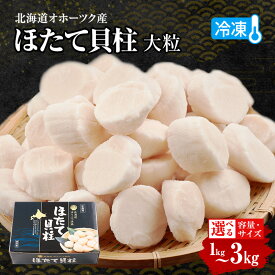 【ふるさと納税】サイズ・容量が選べる 北海道 オホーツク産 冷凍 ほたて 貝柱 1kg～3kg【 生食用 ホタテ 帆立 ほたて 海鮮 刺身 貝 貝柱 魚介 魚介類 冷凍 北海道 湧別町 】