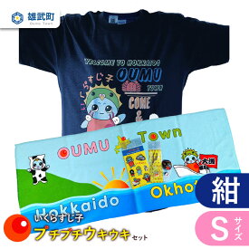 【ふるさと納税】 Tシャツ 紺 S セット タオル 缶バッチ アクキー ピンバッチ いくら すじ子 アイドル ご当地 ゆるキャラ お土産 プレゼント 雄武 雄武町 【01029】