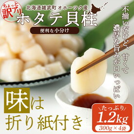 【ふるさと納税】【選べる内容量】ちょっと訳ありホタテ貝柱小分け 各300g 2袋or4袋| 北海道産 帆立 ほたて ホタテ 訳あり 訳アリ ほたて貝柱 生食用 刺身用 貝柱 小分け 個包装 プリプリ おつまみ 魚介類 海鮮 冷凍 北海道グルメ 橋詰産業 お取り寄せ 北海道 雄武町 雄武