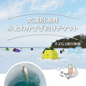 【ふるさと納税】 女満別湖畔氷上わかさぎ釣りチケット（大人2名様用） ふるさと納税 ワカサギ釣り わかさぎ 公魚 釣り 魚 体験 チケット レンタル 北海道 大空町 送料無料 OSS001