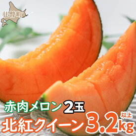 【ふるさと納税】＜2026年7月上旬よりお届け＞北海道壮瞥産 赤肉メロン「北紅クイーン」2玉入り約3.2kg以上 【 ふるさと納税 人気 おすすめ ランキング メロン めろん 北紅クイーン 果物 甘い 赤肉 北海道 壮瞥町 送料無料 】SBTP004
