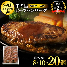 【ふるさと納税】牛の里ビーフハンバーグと特製ソースの詰合せ 選べるセット 880g〜2.2kg ビーフハンバーグ1個110g 冷凍 牛肉100％【選べる発送月】選べるハンバーグ（110g×8個） ソース（8袋）セット〜ハンバーグ（110g×20個） ソース（20袋）