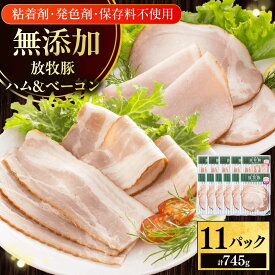 【ふるさと納税】放牧豚 ハムベーコンスライス 2種セット 計745g 《厚真町》【ファーマーズファクトリー株式会社】[AXBA150]