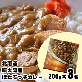 【ふるさと納税】北海道 噴火湾産 ほたてっ子カレー200g×3個 レトルト 中辛 加工食品 惣菜 有名 プランクトン 栄養 美味しさ 濃厚 貝 スパイス 香る やさしい 人気メニュー 電子レンジ 簡単 食べ応え 特製