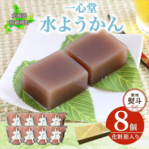 【ふるさと納税】無地熨斗 水ようかん 8個 化粧箱入り 7月初旬よりお届け ようかん 和菓子 菓子 羊羹 北海道産 小豆 スイーツ 夏 おやつ お中元 お供え 贈答 常温 一心堂 北海道 洞爺湖町 熨