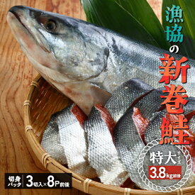 【ふるさと納税】漁協の新巻鮭(特大サイズ) 丸ごと切身3.8kg前後 [02-774]