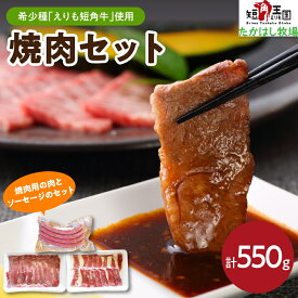 【ふるさと納税】牛肉 焼肉セット 550g えりも 短角牛 カルビ 200g ヘルシー ウデ 200g ソーセージ 4本 150g 希少 品種 赤身 ヘルシー 国産 北海道産 焼き肉 やきにく 肉 バーベキュー BBQ パーティー 人気 産地直送 お取り寄せグルメ 冷凍配送 送料無料 北海道 えりも町