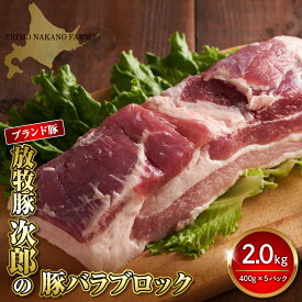 【ふるさと納税】【レビューキャンペーン】豚肉 豚 バラ ブロック 2kg ( 400g × 5パック ) 北海道 えりも町 ブランド 豚 放牧豚 次郎 豚バラ バラ肉 人気 送料無料