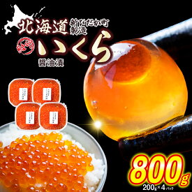 【ふるさと納税】寄附額改定！ プチとろ食感！ 鮭卵 いくら 醤油漬け 800g （ 200g × 4パック ）冷凍　 ふるさと納税いくら ふるさと納税イクラ 天然 小分け 鮭 さけ しょうゆ 醤油 昆布 こんぶ 魚卵 魚介 海鮮 海産物 いくら丼 おにぎり ふるさと納税 北海道 新ひだか町