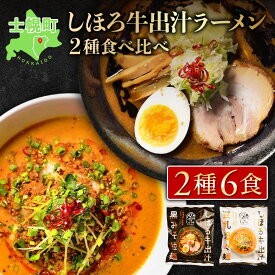 【ふるさと納税】北海道 ラーメン しほろ牛 出汁ラーメン 2種食べ比べセット 2種 × 3食 計6食 ラーメン 拉麺 牛 牛肉 加工品 おかず 惣菜 お惣菜 国産 詰合せ お取り寄せ 送料無料 十勝 士幌町 11000円