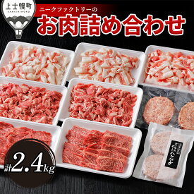 【ふるさと納税】ニークファクトリー 牛・豚・ハンバーグ2種のファミリーセット 約2.4kg 北海道 肉 牛肉 豚肉 冷凍ハンバーグ 詰め合わせ レビューキャンペーン対象品